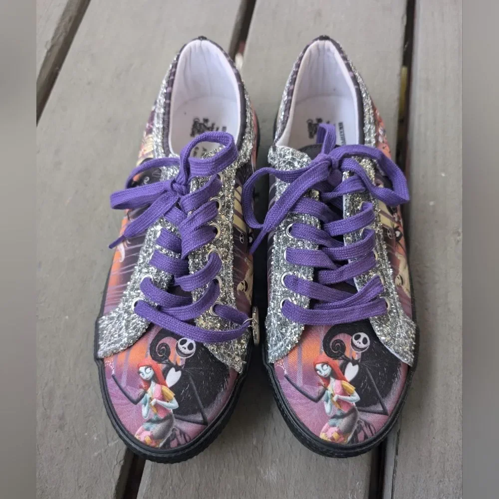 Bradford Exchange The Nightmare Before Christmas Ever-Sparkle Canvas‎ Shoes 8